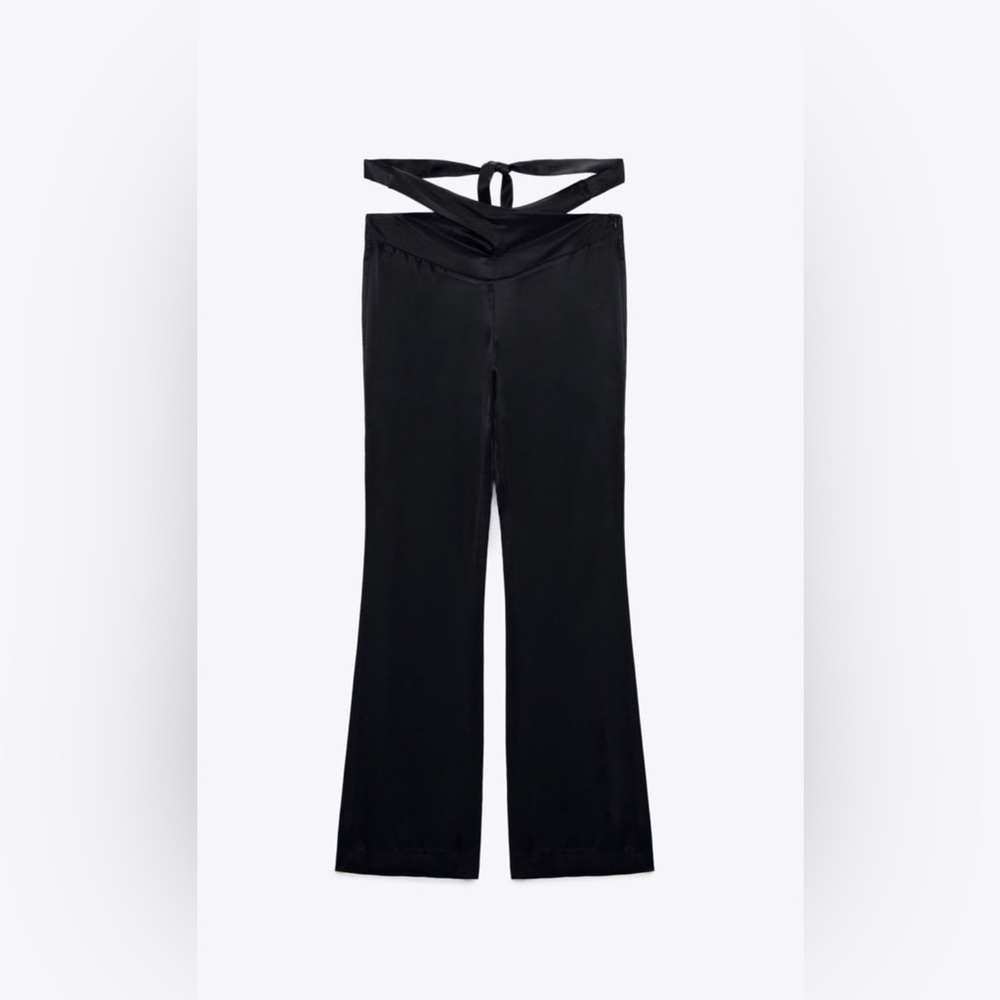 Full length satin effect pants